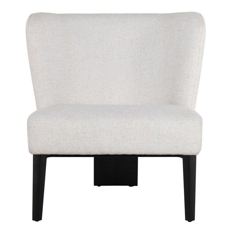 Pemberly Row Modern White Fabric Accent Chair with Black Metal Legs