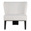 Pemberly Row Modern White Fabric Accent Chair with Black Metal Legs