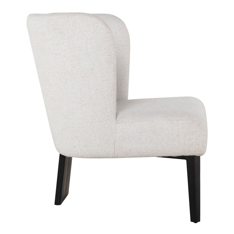 Pemberly Row Modern White Fabric Accent Chair with Black Metal Legs