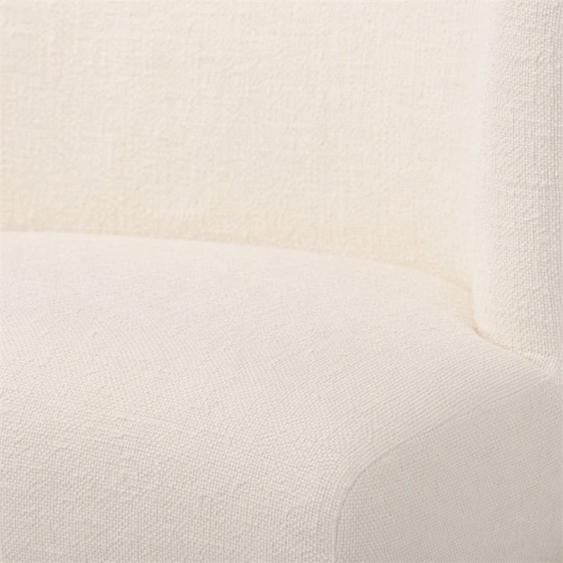 Pemberly Row Modern White Fabric Accent Chair with Black Metal Legs