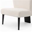 Pemberly Row Modern White Fabric Accent Chair with Black Metal Legs