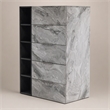 Pemberly Row Modern MDF Faux Marble Bedroom Chest in Gray Wash Finish