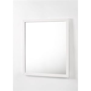 Pemberly Row 40x34&quot Modern Rectangular Mirror in Glass White/Clear