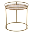 Pemberly Row Round Faux Marble End Table with Gold Stainless Steel Frame