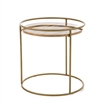 Pemberly Row Round Faux Marble End Table with Gold Stainless Steel Frame