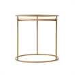 Pemberly Row Round Faux Marble End Table with Gold Stainless Steel Frame