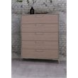 Pemberly Row 5-Drawer Chest in Faux Concrete Laminate and Oak Brown Finish