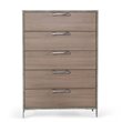 Pemberly Row 5-Drawer Chest in Faux Concrete Laminate and Oak Brown Finish