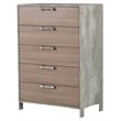 Pemberly Row 5-Drawer Chest in Faux Concrete Laminate and Oak Brown Finish
