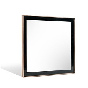 Pemberly Row Rectangular Mirror with Black Wood Frame and Rose Gold Steel