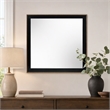 Pemberly Row Rectangular Mirror with Black Wood Frame and Rose Gold Steel