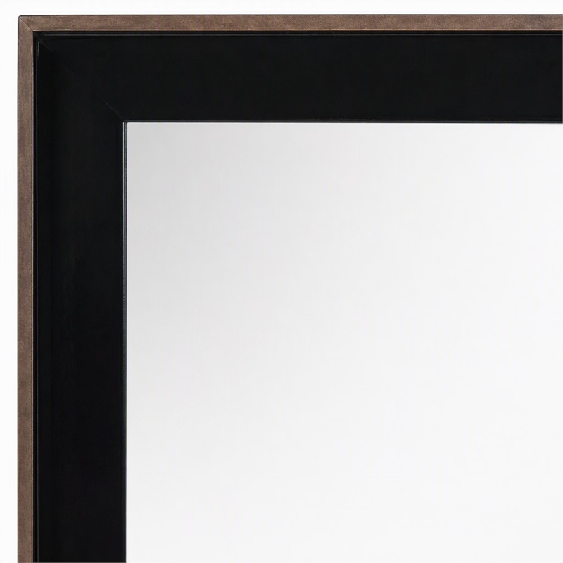 Pemberly Row Rectangular Mirror with Black Wood Frame and Rose Gold Steel