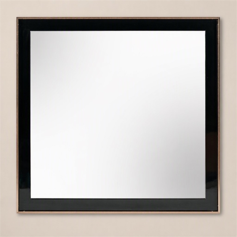Pemberly Row Rectangular Mirror with Black Wood Frame and Rose Gold Steel