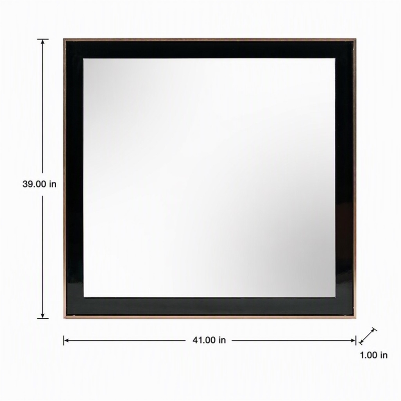 Pemberly Row Rectangular Mirror with Black Wood Frame and Rose Gold Steel