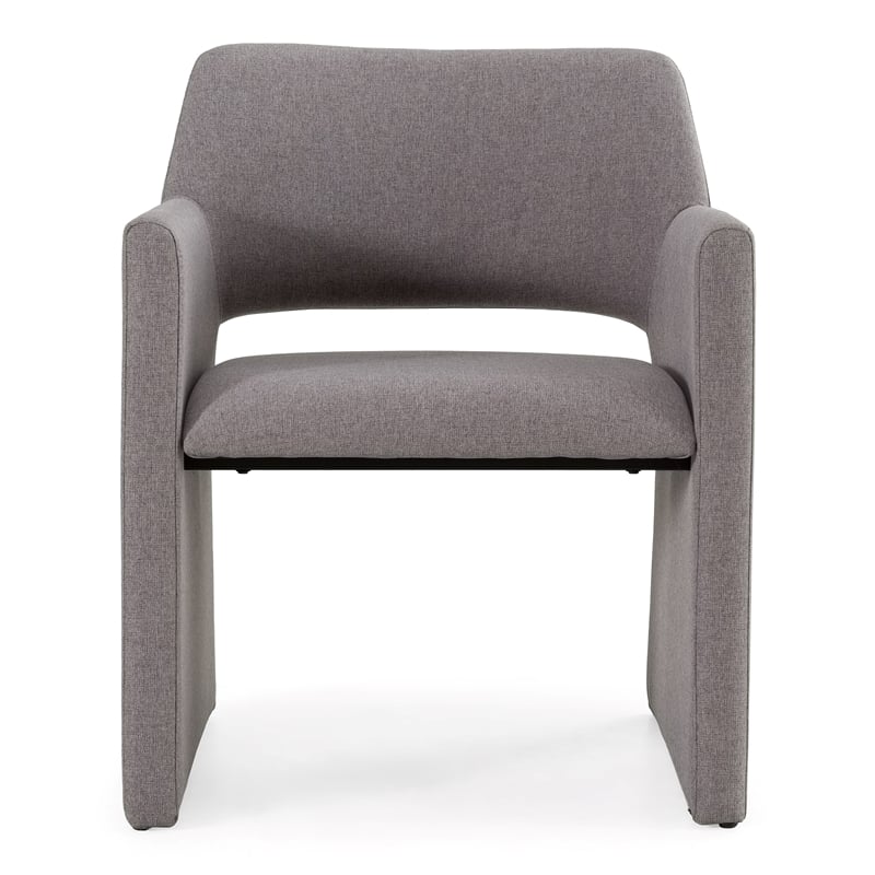 Pemberly Row Modern Gray Upholstered Dining Chair with Metal Frame