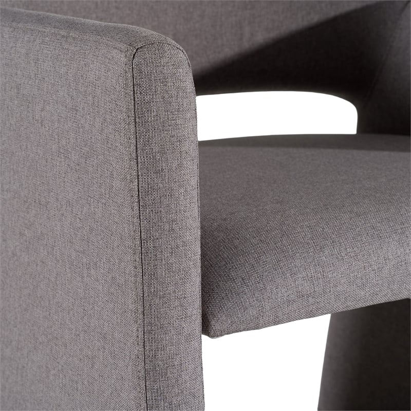 Pemberly Row Modern Gray Upholstered Dining Chair with Metal Frame