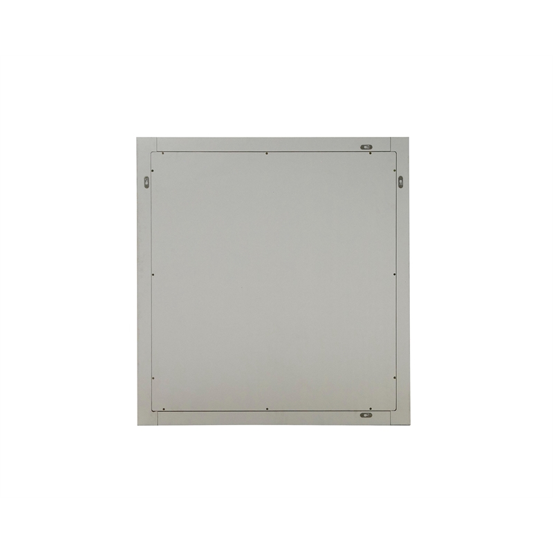 Pemberly Row Modern Faux Travertine Mirror with Wood-Based Frame