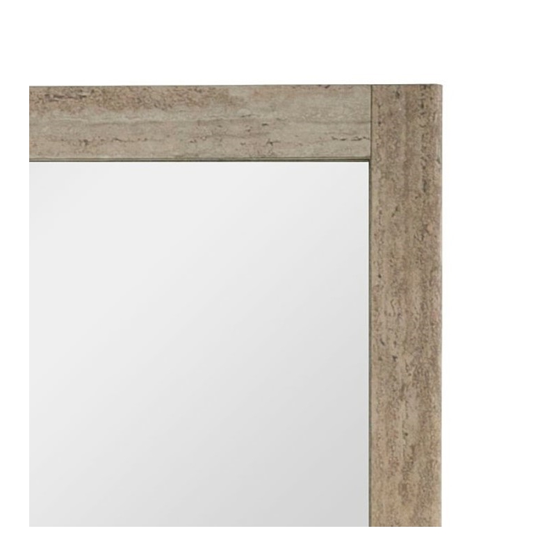 Pemberly Row Modern Faux Travertine Mirror with Wood-Based Frame