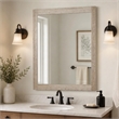 Pemberly Row Modern Faux Travertine Mirror with Wood-Based Frame
