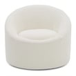 Pemberly Row Glam Polyester Swivel Accent Chair in White with Foam Seat
