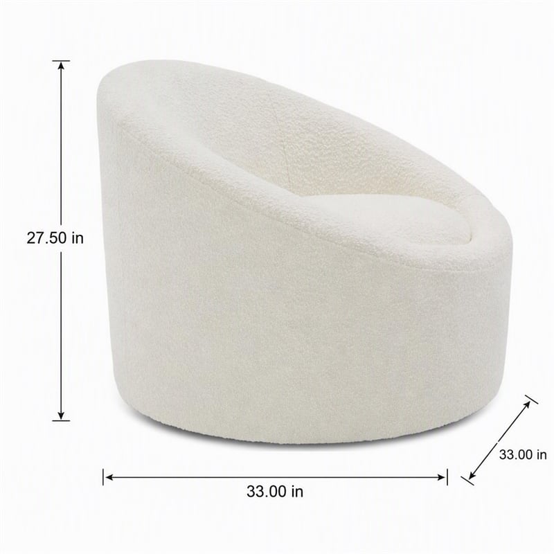 Pemberly Row Glam Polyester Swivel Accent Chair in White with Foam Seat