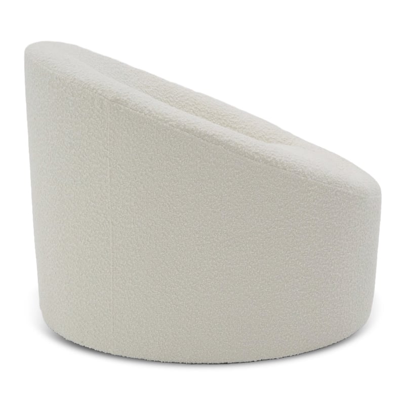 Pemberly Row Glam Polyester Swivel Accent Chair in White with Foam Seat