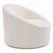 Pemberly Row Glam Polyester Swivel Accent Chair in White with Foam Seat