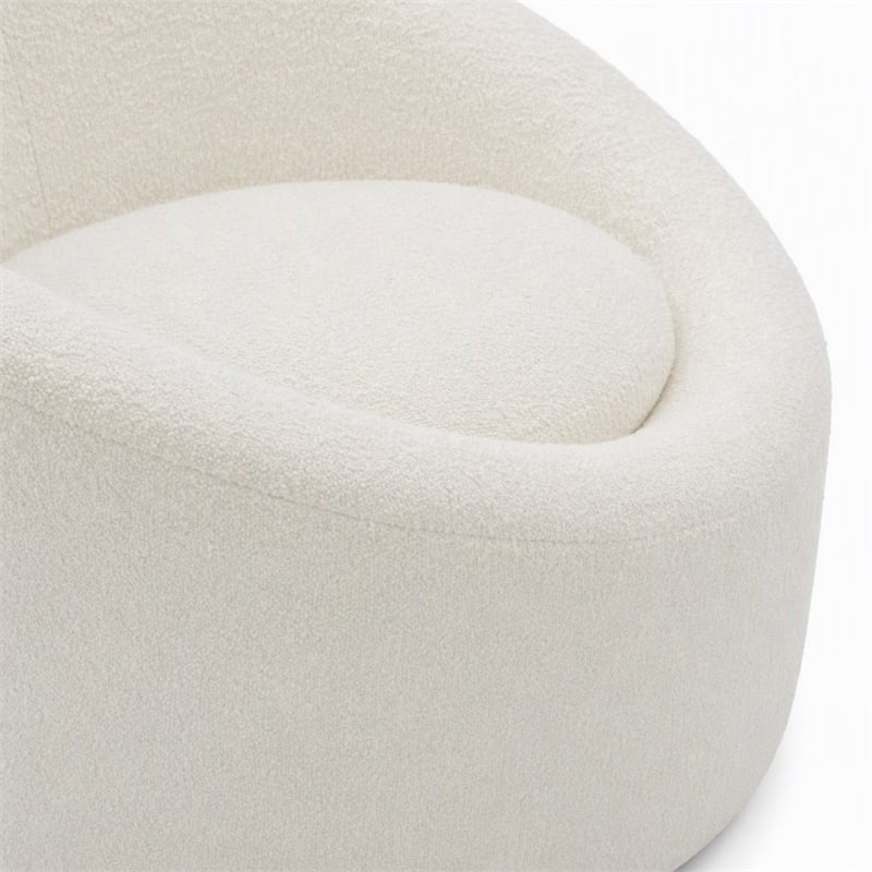 Pemberly Row Glam Polyester Swivel Accent Chair in White with Foam Seat