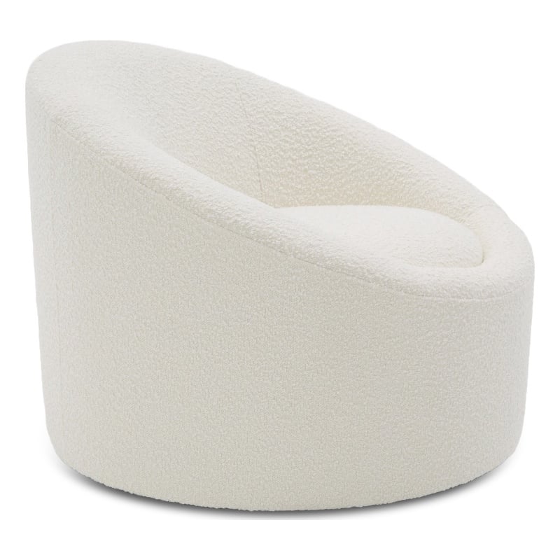 Pemberly Row Glam Polyester Swivel Accent Chair in White with Foam Seat