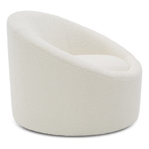 Pemberly Row Glam Polyester Swivel Accent Chair in White with Foam Seat