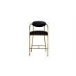 Pemberly Row Modern Counter Chair in Grey Velvet with Brass Frame