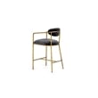 Pemberly Row Modern Counter Chair in Grey Velvet with Brass Frame