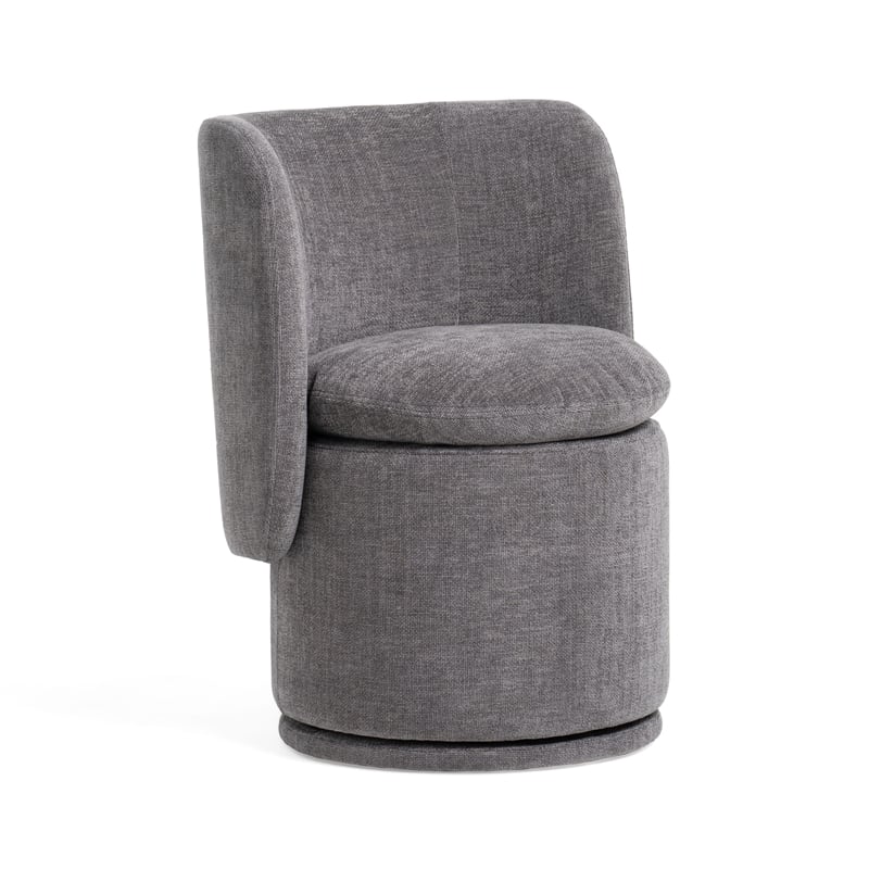 Pemberly Row Modern Swivel Dining Chair in Dark Gray Polyester Fabric