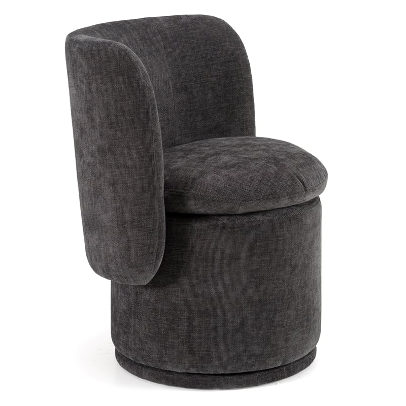 Pemberly Row Modern Swivel Dining Chair in Dark Gray Polyester Fabric