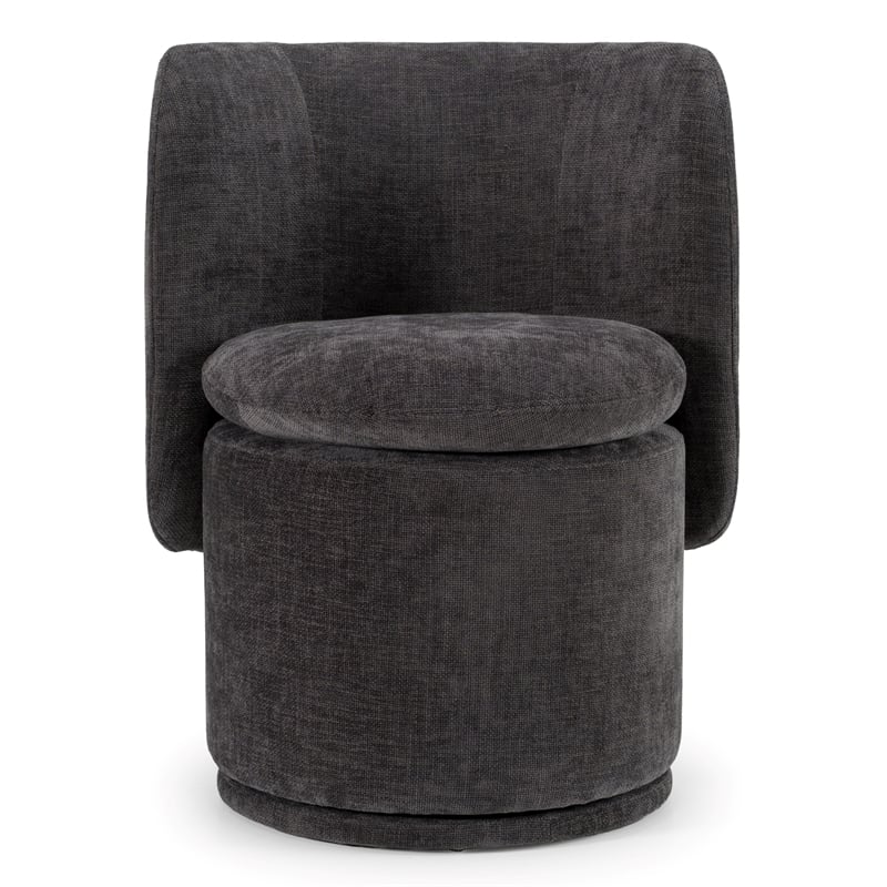Pemberly Row Modern Swivel Dining Chair in Dark Gray Polyester Fabric