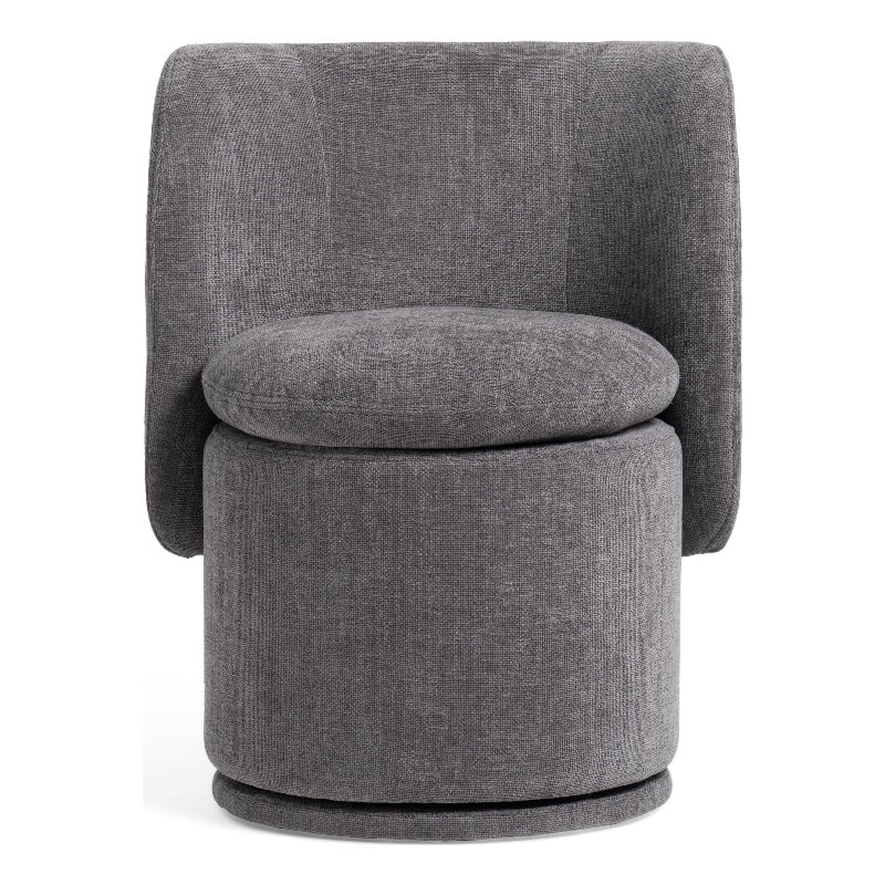 Pemberly Row Modern Swivel Dining Chair in Dark Gray Polyester Fabric