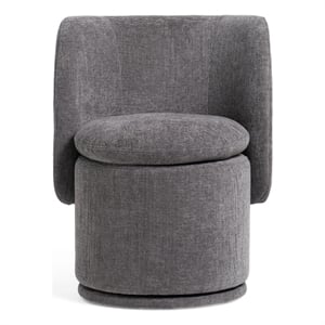 Pemberly Row Modern Swivel Dining Chair in Dark Gray Polyester Fabric