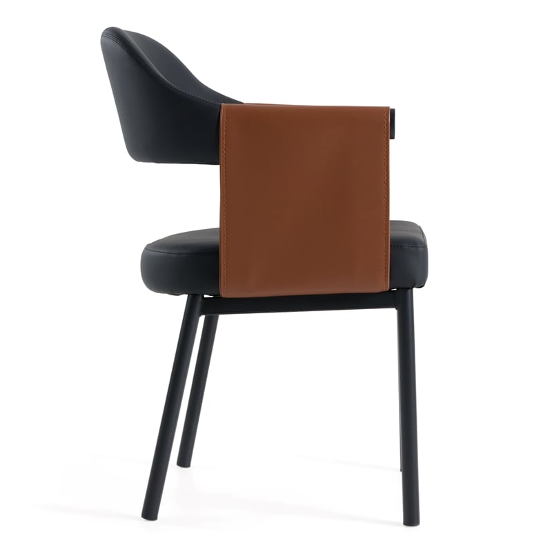 Pemberly Row Modern Black and Camel Vegan Leather Dining Chair