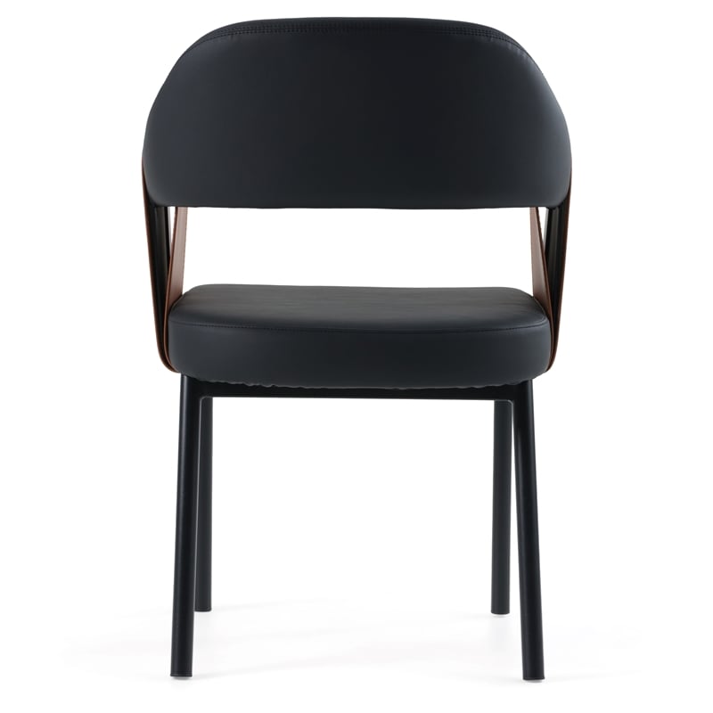 Pemberly Row Modern Black and Camel Vegan Leather Dining Chair