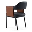 Pemberly Row Modern Black and Camel Vegan Leather Dining Chair