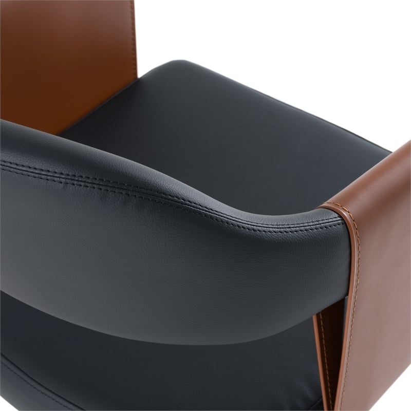 Pemberly Row Modern Black and Camel Vegan Leather Dining Chair