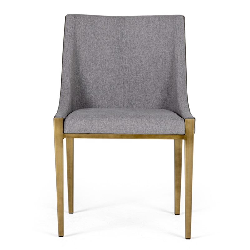 Pemberly Row Modern Grey Fabric and Brass Dining Chair