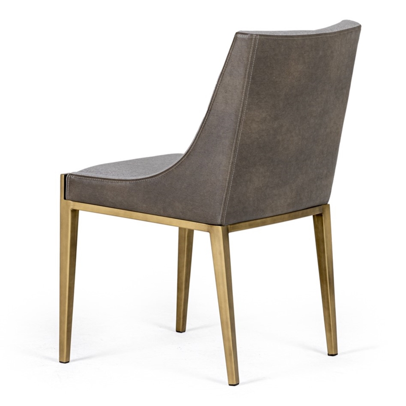 Pemberly Row Modern Grey Fabric and Brass Dining Chair