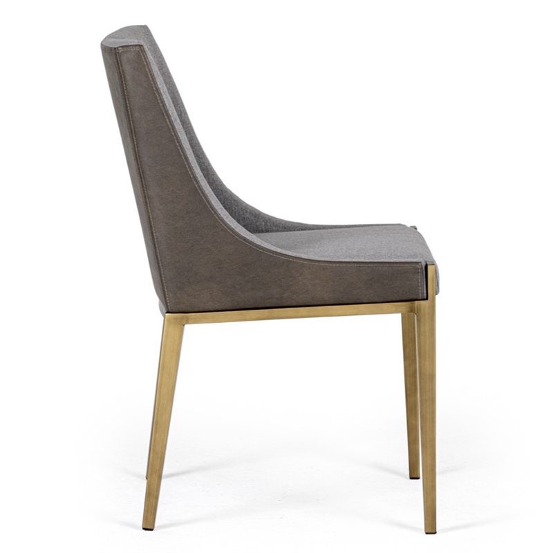 Pemberly Row Modern Grey Fabric and Brass Dining Chair