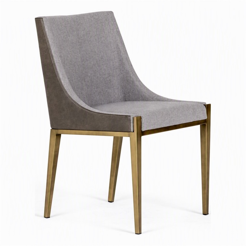 Pemberly Row Modern Grey Fabric and Brass Dining Chair