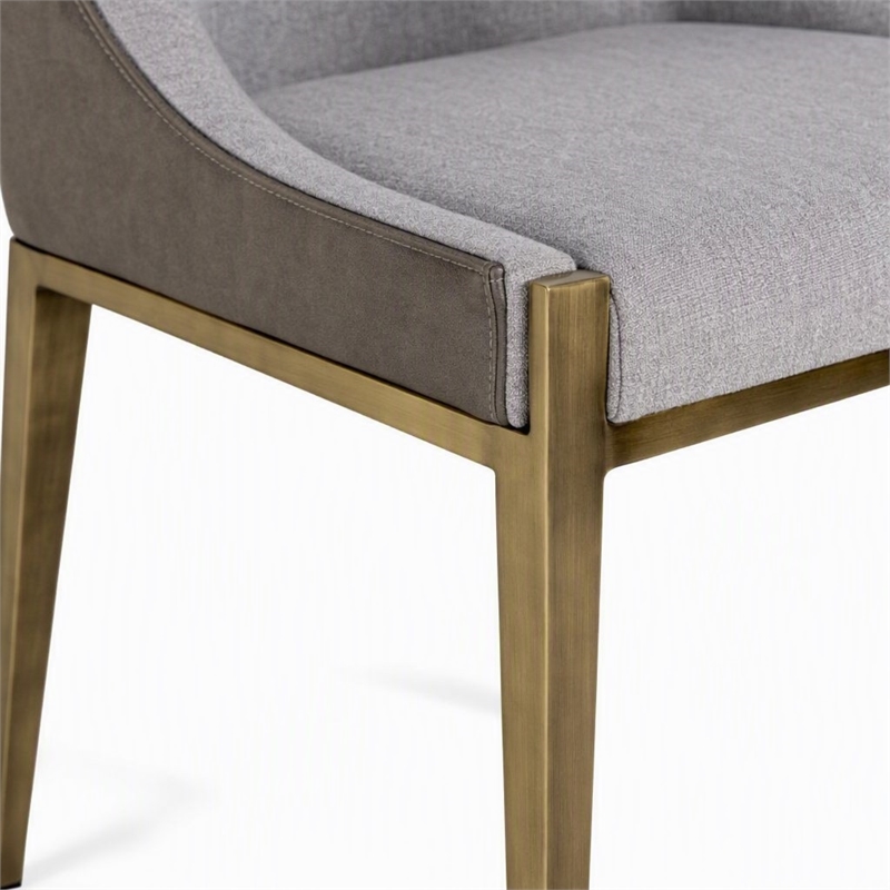 Pemberly Row Modern Grey Fabric and Brass Dining Chair