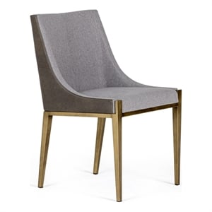 Pemberly Row Modern Grey Fabric and Brass Dining Chair