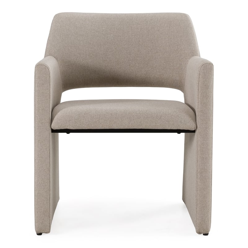 Pemberly Row Modern Beige Fabric Dining Chair with Metal Frame
