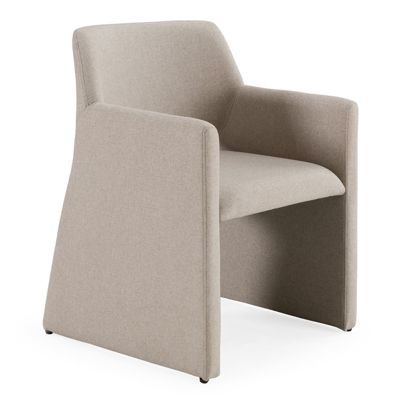Pemberly Row Modern Beige Fabric Dining Chair with Metal Frame