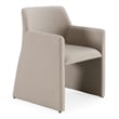 Pemberly Row Modern Beige Fabric Dining Chair with Metal Frame